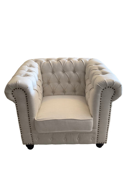 AFD Classic Chesterfield Chair Light Linen