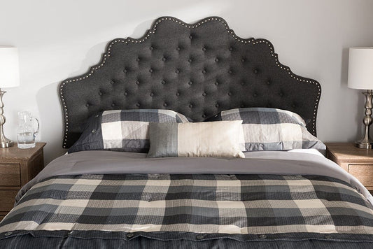 Baxton Studio Hilda Modern and Contemporary Dark Grey Fabric Queen Size Headboard