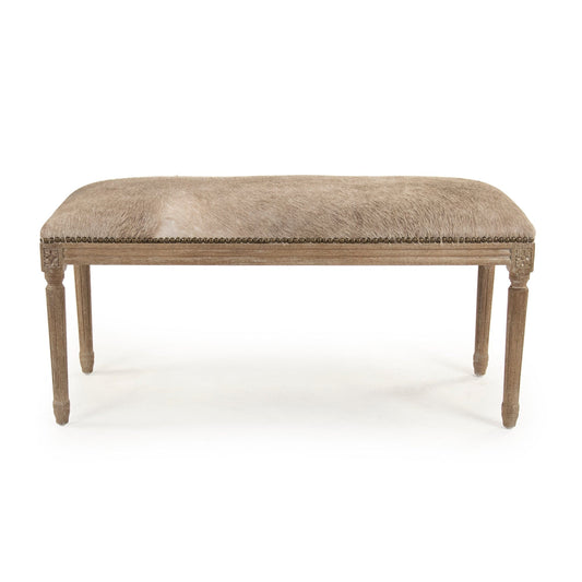 Zentique Lille Cowhide Bench - Limed Grey Oak