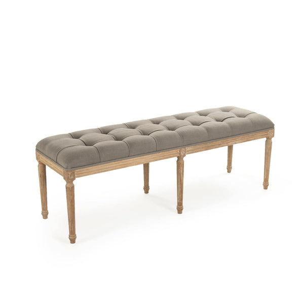 Zentique Louis Tufted Bench - Limed Grey Oak