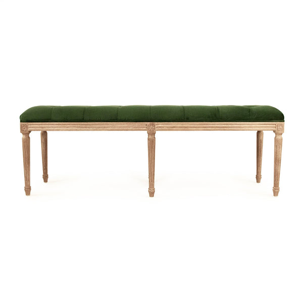 Zentique Louis Tufted Bench - Limed Grey Oak