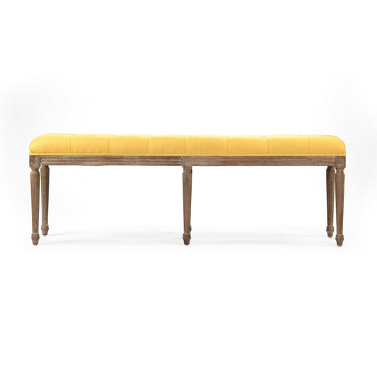 Zentique Louis Tufted Bench - Limed Grey Oak