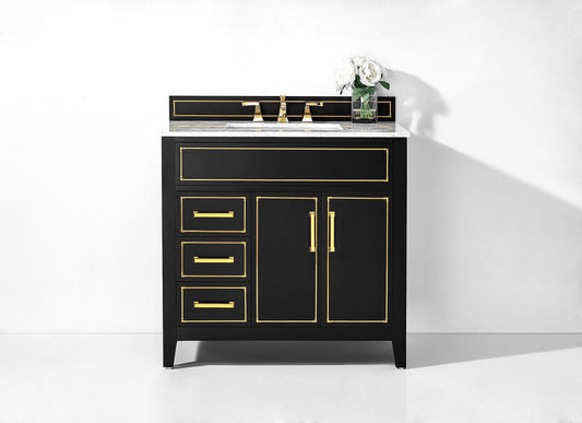 Ancerra Designs Aspen 36 in. Bath Vanity Set in Black Onyx