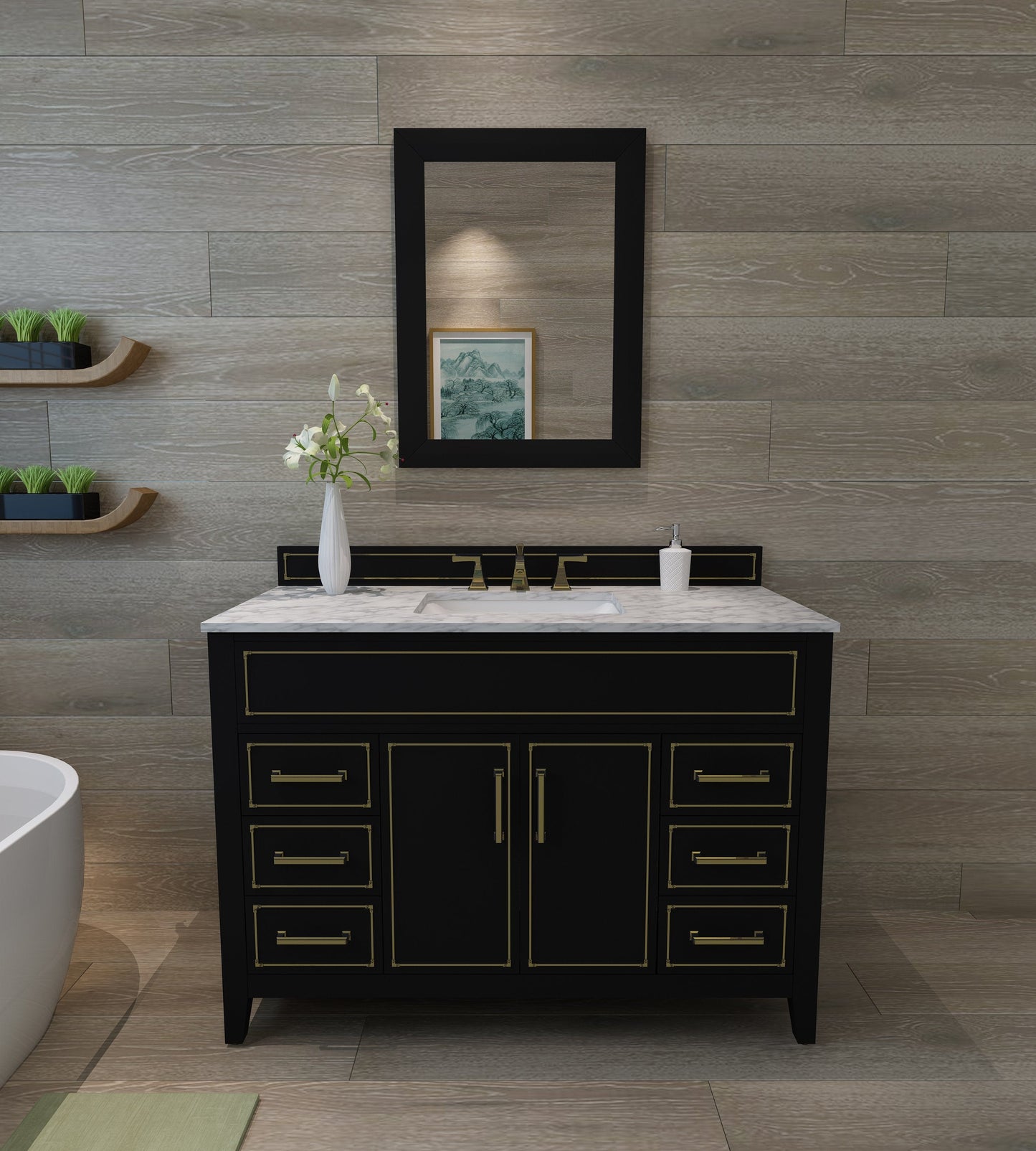 Ancerra Designs Aspen 48 in. Bath Vanity Set in Black Onyx