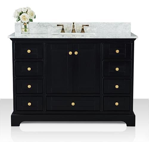 Ancerra Designs Audrey 48 in. Bath Vanity Set in Onyx Black with 28 in. Mirror