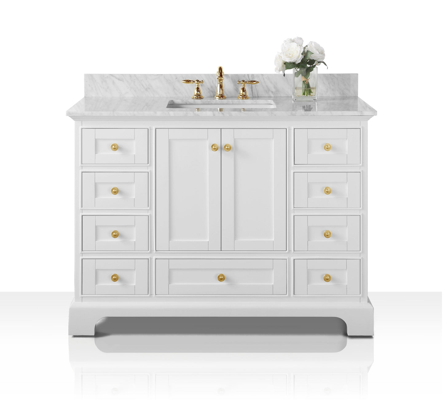 Ancerra Designs Audrey 48 in. Bath Vanity Set in White with 28 in. Mirror