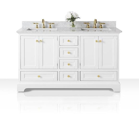 Ancerra Designs Audrey 60 in. Bath Vanity Set in White with 24 in. Mirrors