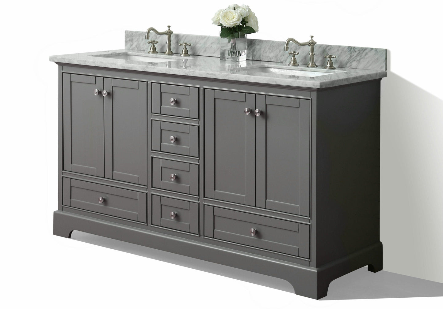 Ancerra Designs Audrey 72 in. Bath Vanity Set in Sapphire Gray with 24 in. Mirror