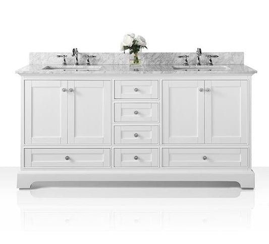 Ancerra Designs Audrey 72 in. Bath Vanity Set in White with 24 in. Mirror