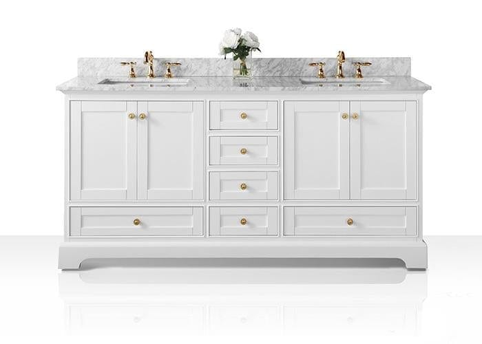 Ancerra Designs Audrey 72 in. Bath Vanity Set in White with 24 in. Mirrors