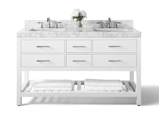 Ancerra Designs Elizabeth 60 in. Bath Vanity Set in White with 24 in. Mirror