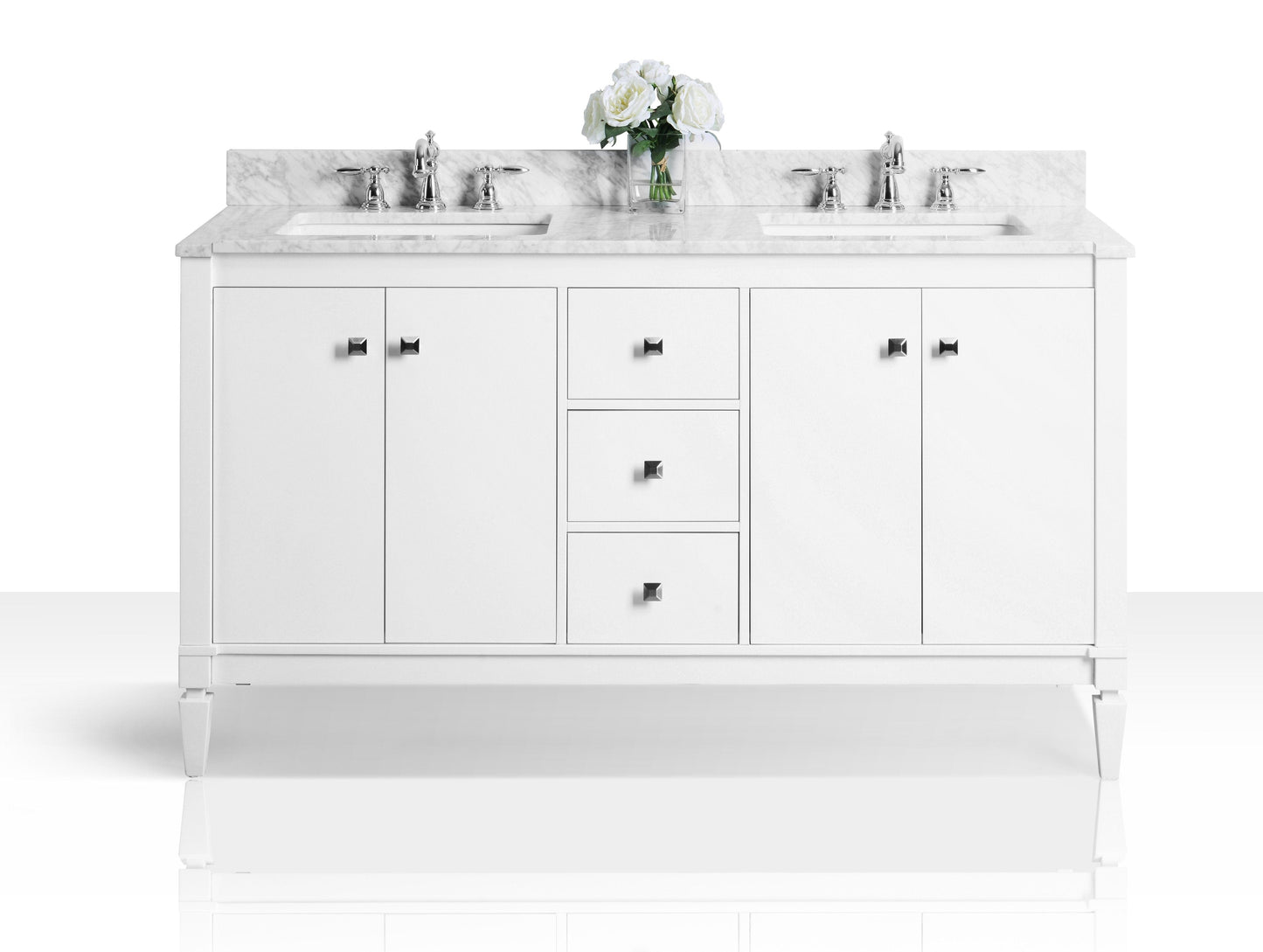 Ancerra Designs Kayleigh 60 in. Bath Vanity Set in White with 24 in. Mirror