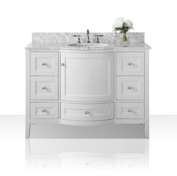 Ancerra Designs Lauren 48 in. Bath Vanity Set in White with 28 in. Mirror