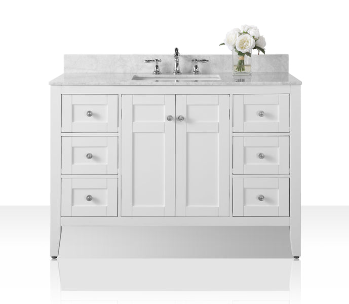 Ancerra Designs Maili 48 in. Bath Vanity Set in White with 28 in. Mirror