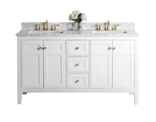 Ancerra Designs Maili 60 in. Bath Vanity Set in White with 24 in. Mirrors