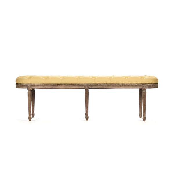 Zentique Michel Tufted Bench - Limed Grey Oak