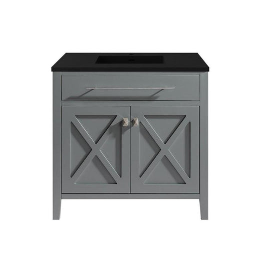 Laviva Wimbledon 24" Cabinet with Matte Black VIVA Stone Solid Surface Countertop